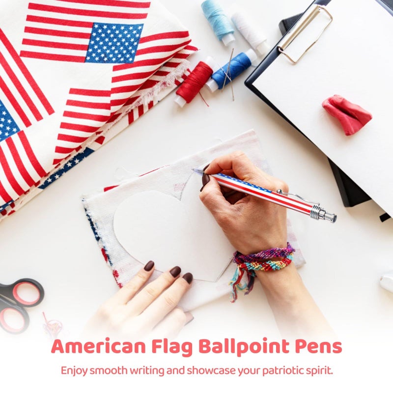 USA Flag Design Metal Ballpoint Pens 64 Count Red White Blue Ink Smooth Writing - Image 3