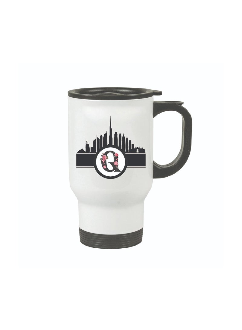 Initial Monogram Travel Mug with Dubai Skyline Design - Travel-Friendly - Monogram Gift - Perfect for Coffee and Tea - Dubai Skyline Travel Mug - Image 2