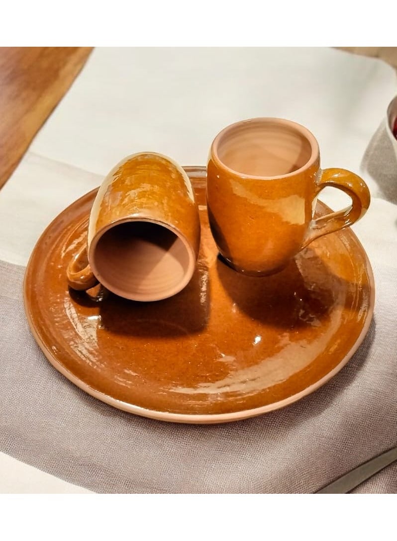 color zone pottery Tea and Nescafe set, 2 cups, 300 ml, and a tray  - Image 1
