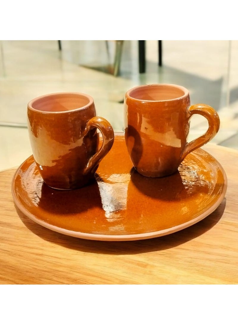 color zone pottery Tea and Nescafe set, 2 cups, 300 ml, and a tray  - Image 2