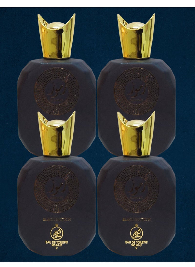 NAJMA - 4 Pieces Ramooz Perfume Black Edition 100 Ml EDT - Image 1