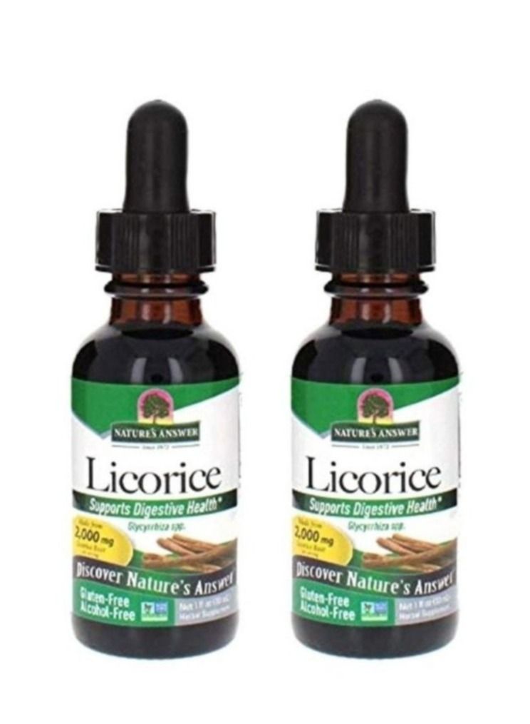 Presentation of two packs of Licorice Dietary Supplement