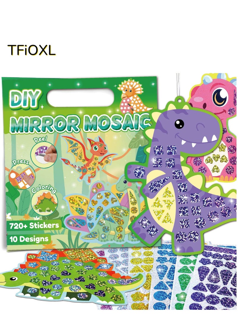 TFiOXL Mosaic Foil Stickers Craft Kits for Kids -Dinosaurs DIY Party Favors Craft Activity,Travel Toys,Easter Basket Stuffers,Birthday Gifts for Girls Boys - Image 1