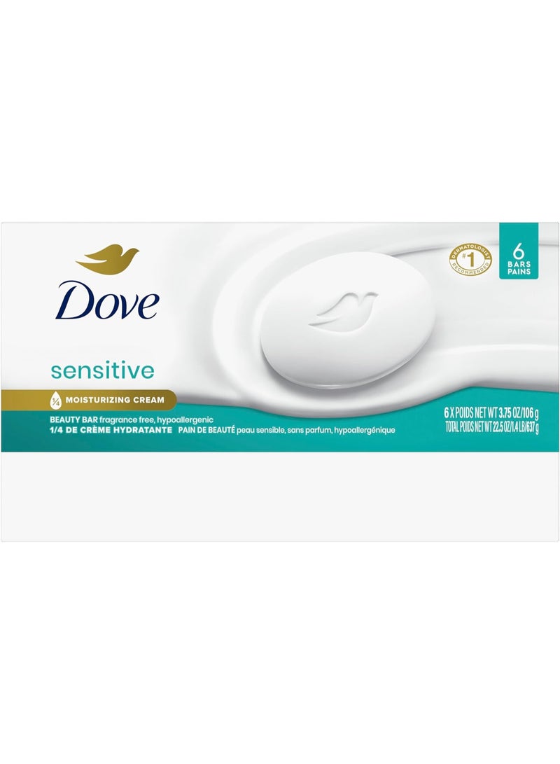 دوف صابون للبشرة الحساسة، خالي من العطور ومضاد للحساسية، 6 قطع - Image 2
