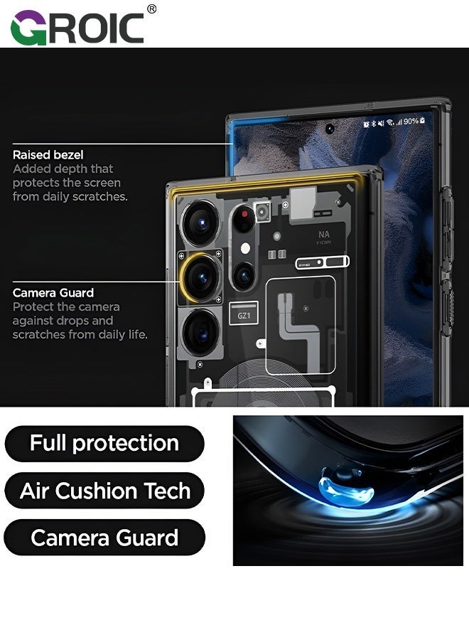 GROIC Case for Samsung Galaxy S24 Ultra 6.8 Inch with Anti-drop Circuit Board Pattern, Compatible with MagSafe, Technology Magnetic Ring Phone Case compatible with MagSafe Shockproof Phone Cover - Image 3