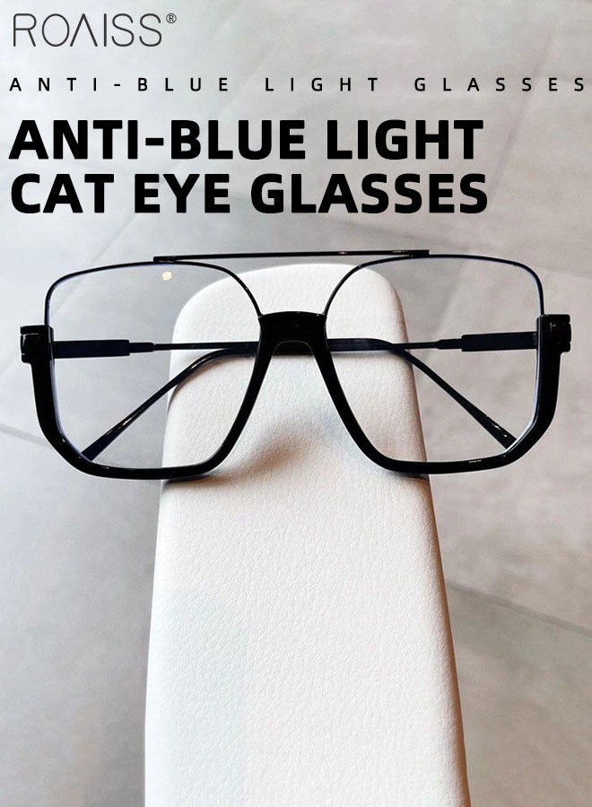 roaiss Blue Light Blocking Glasses Blue Light Filter Computer Reading Gaming TV Phones Square Eyeglasses Oversize Anti Eyestrain Headache Eyewear for Men Women Black 54mm  - Image 3