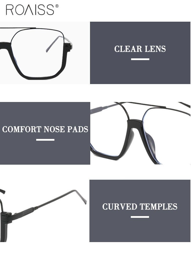 roaiss Blue Light Blocking Glasses Blue Light Filter Computer Reading Gaming TV Phones Square Eyeglasses Oversize Anti Eyestrain Headache Eyewear for Men Women Black 54mm  - Image 5