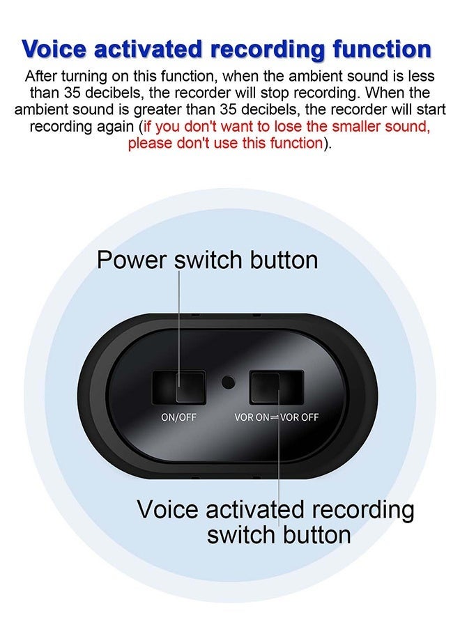 128G Magnetic Voice Activated Recorder with AI-Triple Noise Reduction,2000 Hours Recording Capacity,Digital Audio Recorder, Small Recording Devices - Image 3