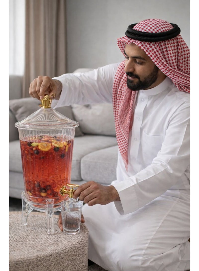 Acrylic Beverage Dispenser with Tap and 2 Glasses – Juice & Water Drink Dispenser with Stand – Clear Party Drink Container for Home, Kitchen, Events & Gatherings - Image 2