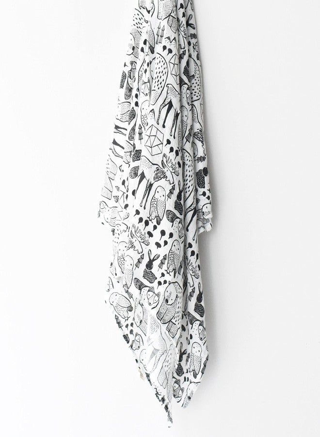Wee Gallery, Organic Muslin Swaddle - Nordic - Woodland Animals Design, Black and White for Baby Visual Development, Quality Cotton Swaddling or Receiving Blanket - Image 4