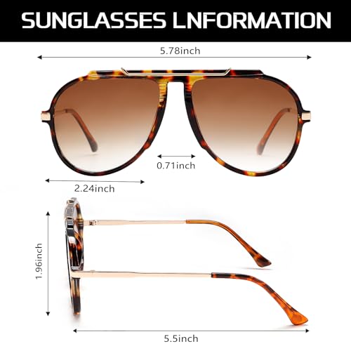 GUVIVI Oversized Aviator Sunglasses for Women Men 2026 70s Retro Gold Metal Sun Glasses Tangle Free Square Aviators - Image 5