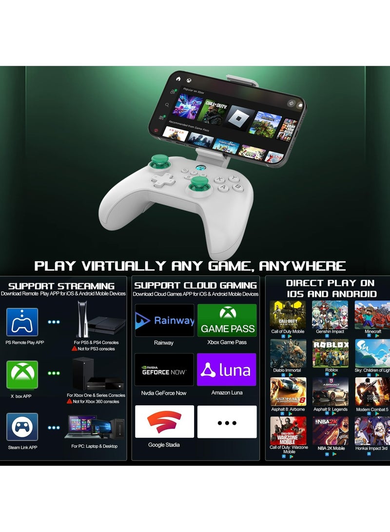 Mobile Gaming Controller for Android, iPhone, iOS, PC, Switch, PS4, Wireless Gamepad with Hall Effect Sensing Joystick/Turbo/Macro Programming/6-Axis Gyro/Motor/Remote Play/Xbox Cloud Game/Steam - Image 2