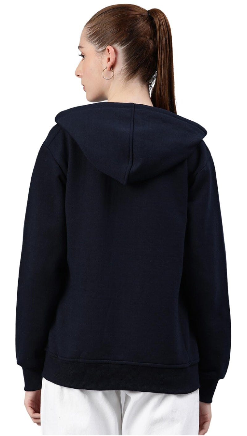 ADBUCKS Women's Stylish Regular Fit Sweatshirts | Fleece Hoodie | Winter Jacket Sweatshirts Zipper | Blue (Medium) - Image 3
