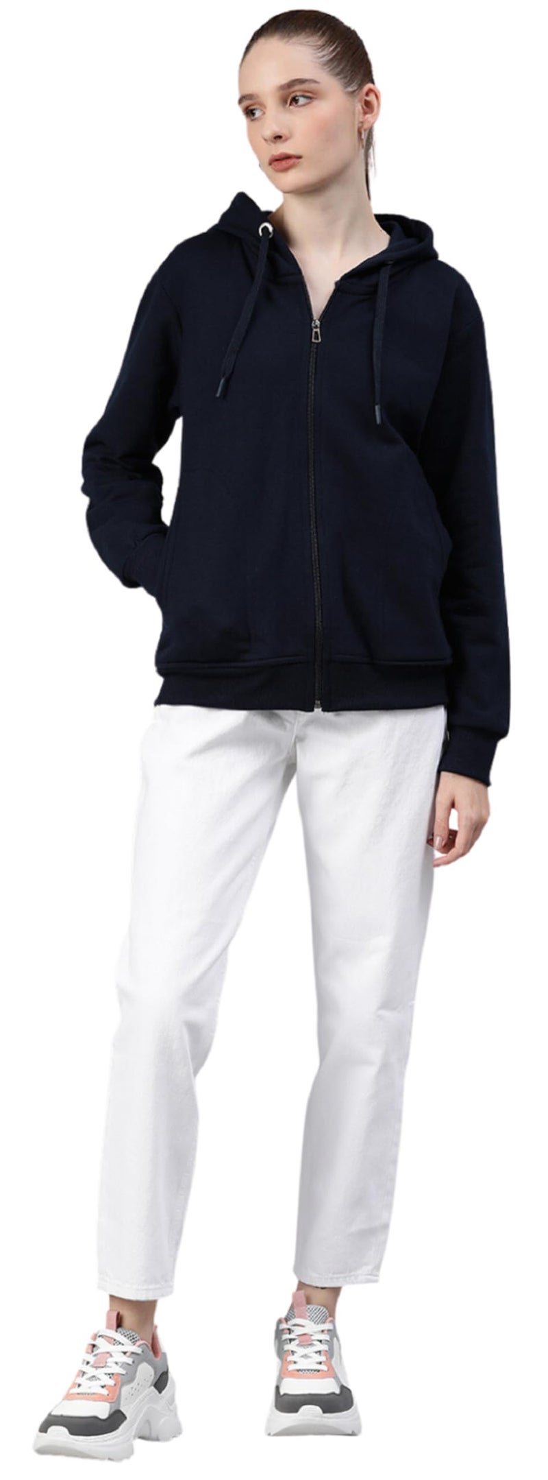 ADBUCKS Women's Stylish Regular Fit Sweatshirts | Fleece Hoodie | Winter Jacket Sweatshirts Zipper | Blue (Medium) - Image 4