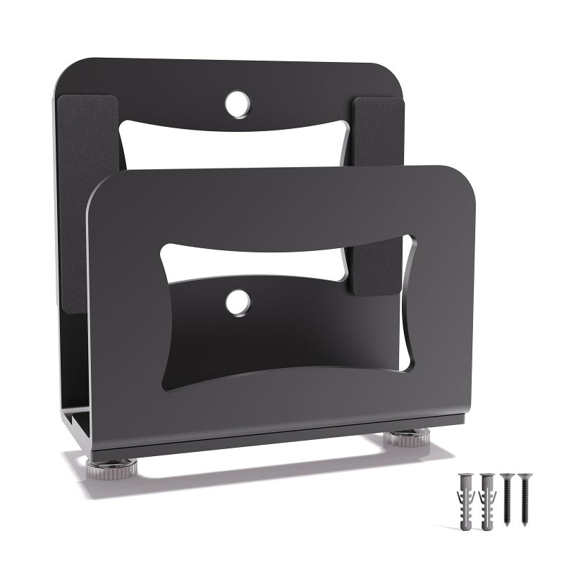 Yuleimy Adjustable Small Device Wall Mount Holder for Apple TV,ROKU,Router,Cable Box,Fire TV,Modem and Other Media Players, Universal Metal Bracket with Adhesive Tape & Screws Fits for 0.9"-1.8" Thick Devices - Image 1