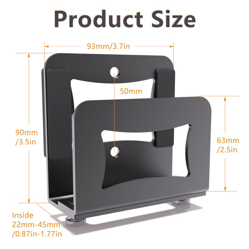 Yuleimy Adjustable Small Device Wall Mount Holder for Apple TV,ROKU,Router,Cable Box,Fire TV,Modem and Other Media Players, Universal Metal Bracket with Adhesive Tape & Screws Fits for 0.9"-1.8" Thick Devices - Image 3