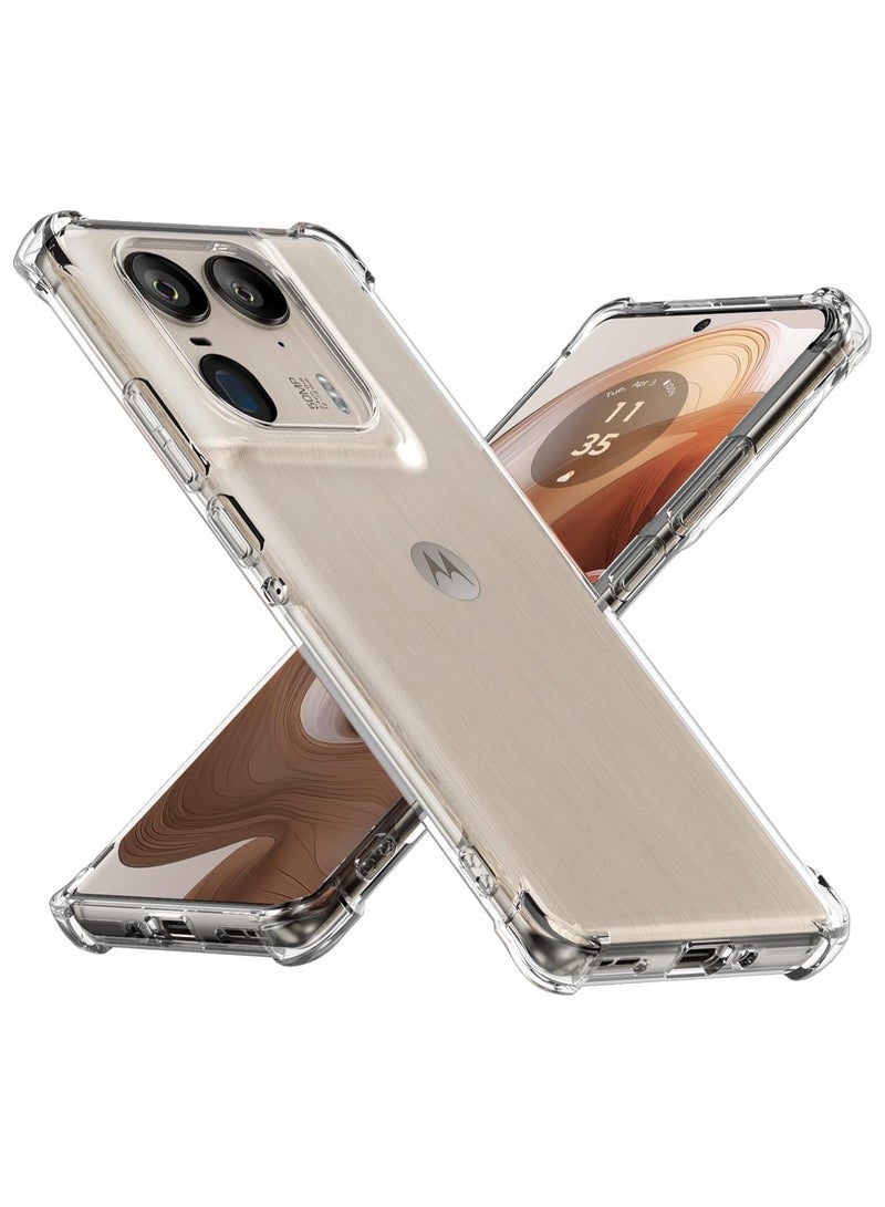متوافق مع Motorola Edge 50 Ultra 5G - كيس شفاف صافٍ مع حماية في الزوايا المعززة - كيس بومبر رفيع النقاء مناسب للهيكلة، مضاد للصدمات ومرن من مادة TPU - Image 1