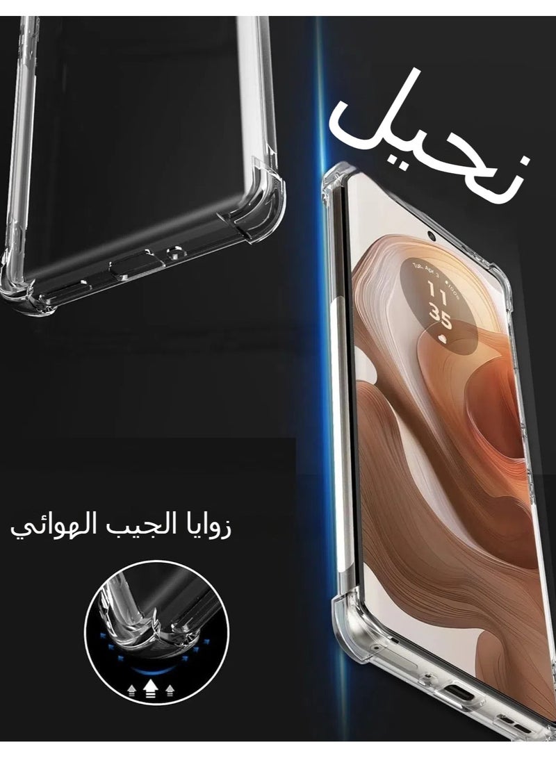 متوافق مع Motorola Edge 50 Ultra 5G - كيس شفاف صافٍ مع حماية في الزوايا المعززة - كيس بومبر رفيع النقاء مناسب للهيكلة، مضاد للصدمات ومرن من مادة TPU - Image 3