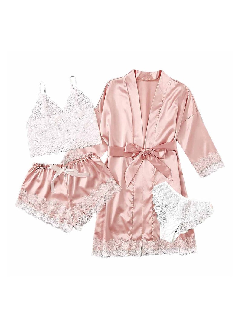 4pcs pajamas women's home pajamas lace pajamas set - Image 1
