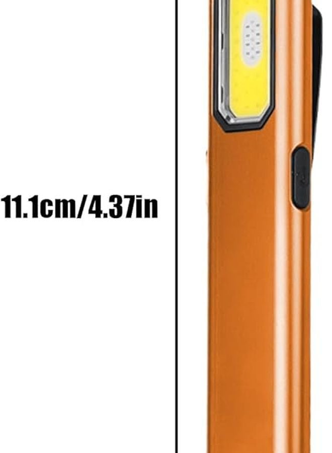 Orange Portable LED Flashlight USB Rechargeable Clip On Light for Hiking Camping - Image 3
