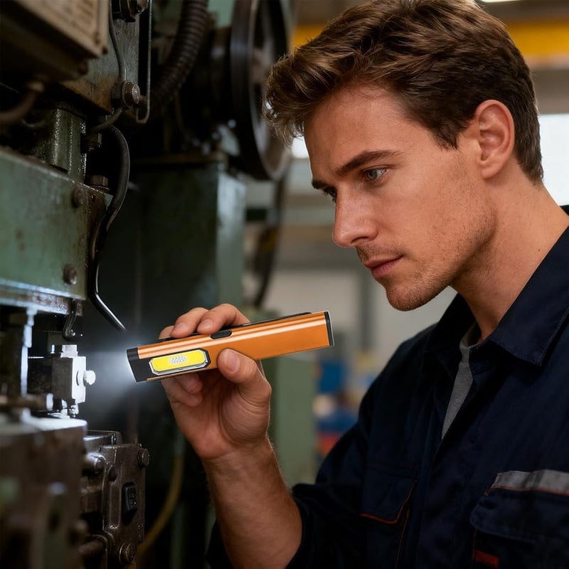 Orange Portable LED Flashlight USB Rechargeable Clip On Light for Hiking Camping - Image 4