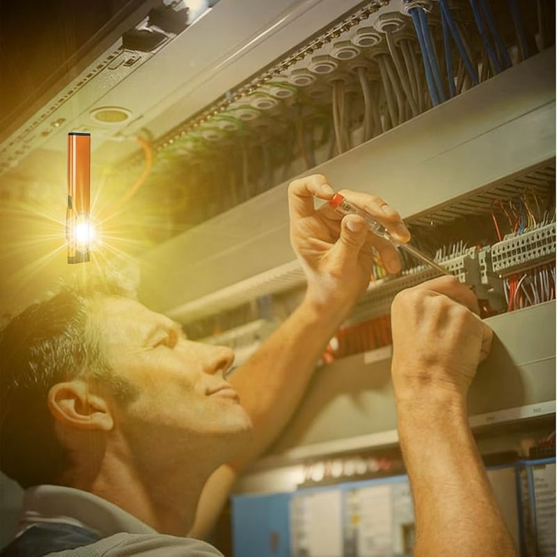 Orange Portable LED Flashlight USB Rechargeable Clip On Light for Hiking Camping - Image 5