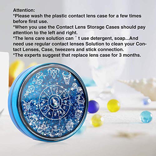 ofone Contact Lens Case, Bling Constellations Contact Cases with Tweezers Remover Tool Mirror Solution Bottle Portable Contact Lenses Storage Container Kit for Travel (Blue) - Image 5