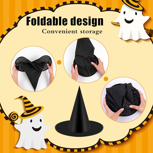Elcoho 12 Pieces Halloween Costume Witch Hat with 100 Yards Hanging Rope for Halloween Yard Decoration - Image 4