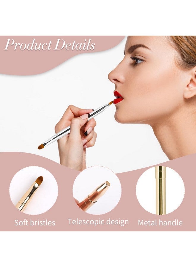 Sliverdew 2 Pack Retractable Lip Brush For Lipstick Lip Gloss Double-Ended Lip Makeup Brushes With Cap Lipstick Brush Lip Balm Applicator Travel - Image 2