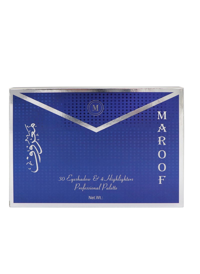 MAROOF باليت ماروف 30 ظل عيون و 4 هايلايترز طويلة الأمد احترافية - Image 5