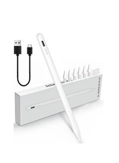 Stylus Pen for iPad 10th/9th/8th/7th/6th Generation (2025–2018 Models), Palm Rejection Pencil Compatible with Apple iPad Pro 13"/12.9"/11" (M4), iPad Mini 6/5, iPad Air 5/4/3 (M2) (C-White)
