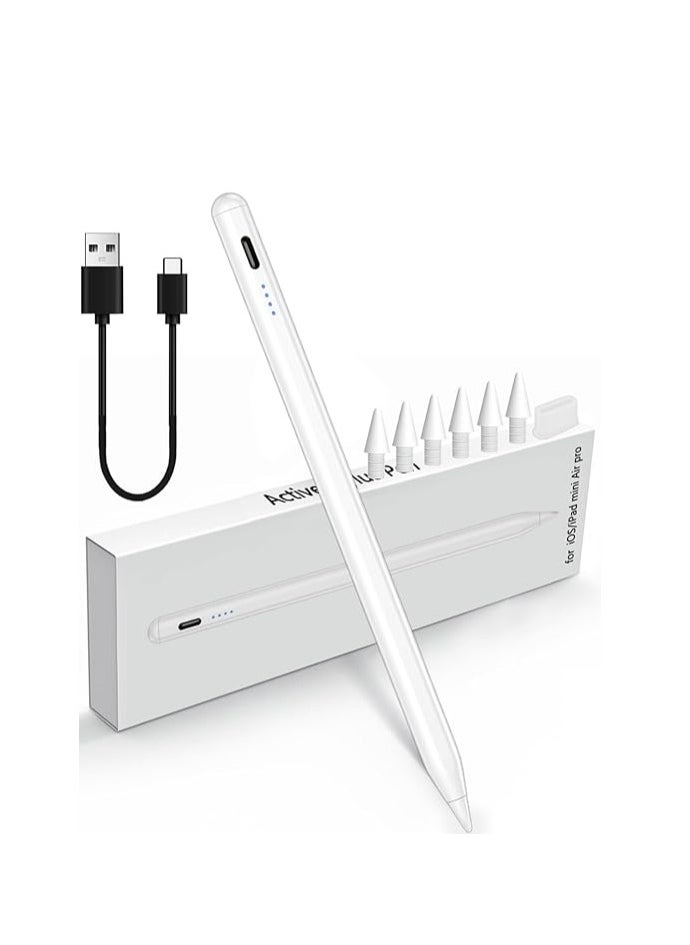 Generic - Stylus Pen for iPad 10th/9th/8th/7th/6th Generation (2025–2018 Models), Palm Rejection Pencil Compatible with Apple iPad Pro 13"/12.9"/11" (M4), iPad Mini 6/5, iPad Air 5/4/3 (M2) (C-White) - Image 1