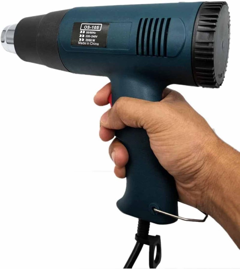 Heat Gun 2000W Multi-Purpose Heavy Duty Hot Air Gun Dual Temperature Air Gun Air Heating Gun 220-240V, 50/60Hz - Os-105 - Image 1