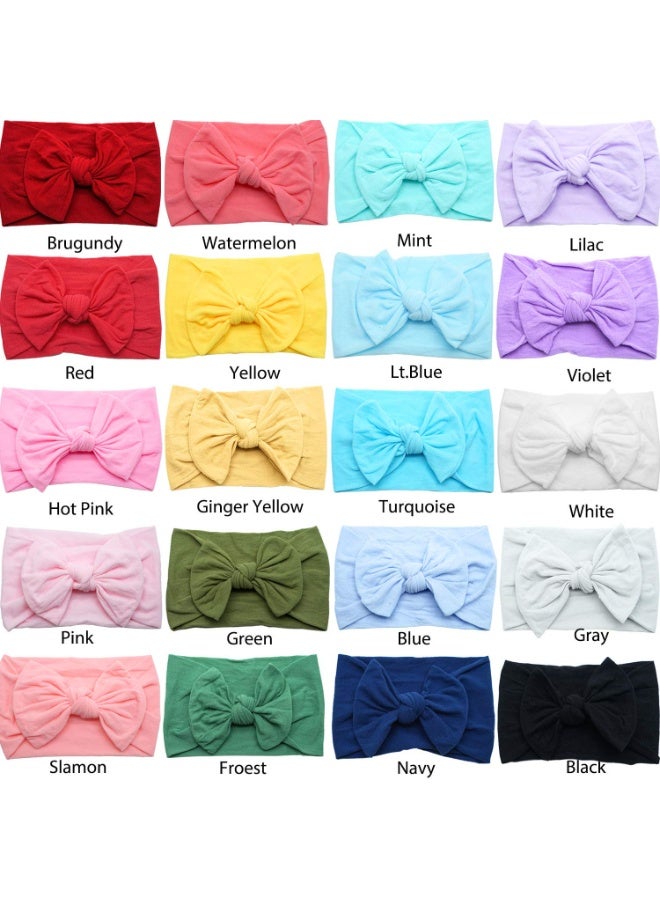 CELLOT  20 Colors Super Stretchy Soft Knot Baby Girl Headbands with Hair Bows Nylon Head Wrap For Newborn Baby Girls Infants Toddlers Kids A-20pcs - Image 3