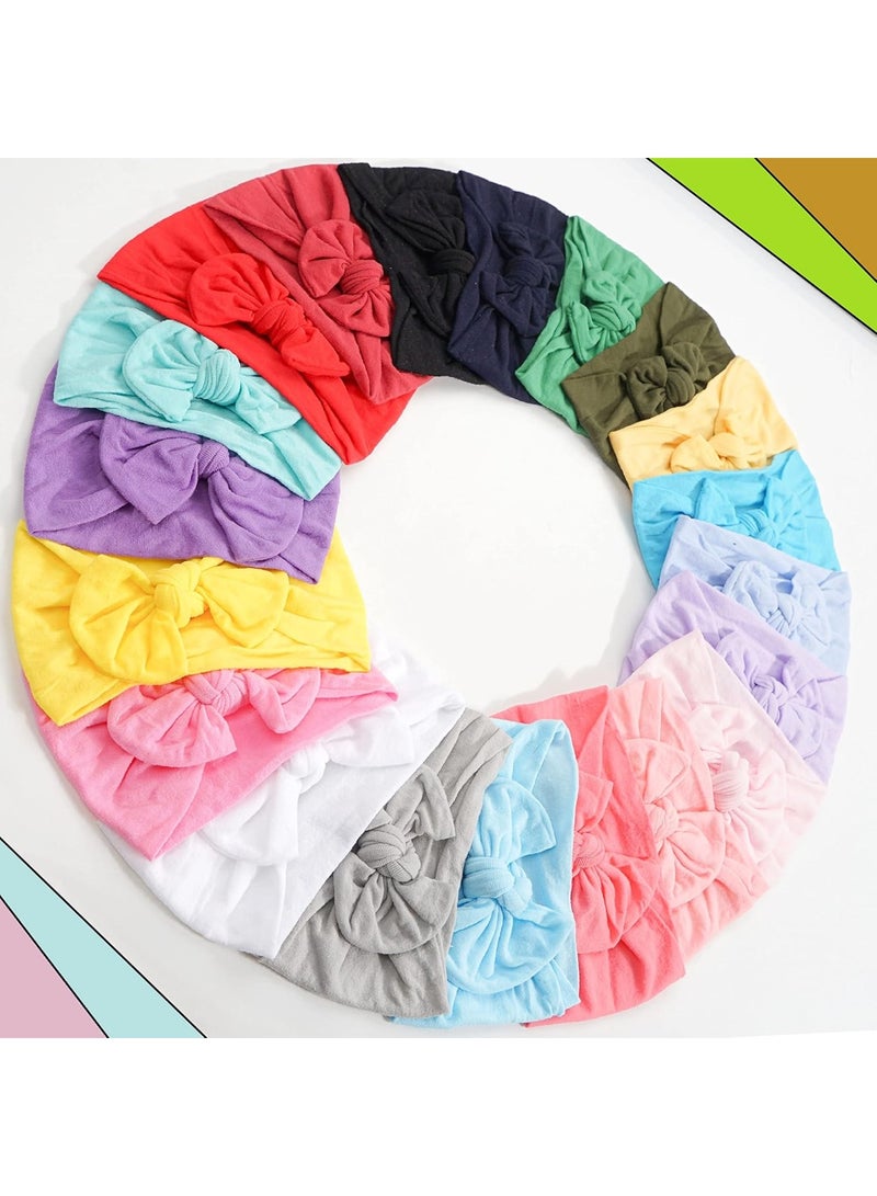 CELLOT  20 Colors Super Stretchy Soft Knot Baby Girl Headbands with Hair Bows Nylon Head Wrap For Newborn Baby Girls Infants Toddlers Kids A-20pcs - Image 4