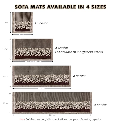 Nendle Superior Velvet Floral Sofa Mat 4 Seater Set Cover Durable Protector for Living Room Sofa Set 2+2, Suitable for L Shape, Sectional and U Shape Sofa (Color Brown, Pack of 2) - Image 4