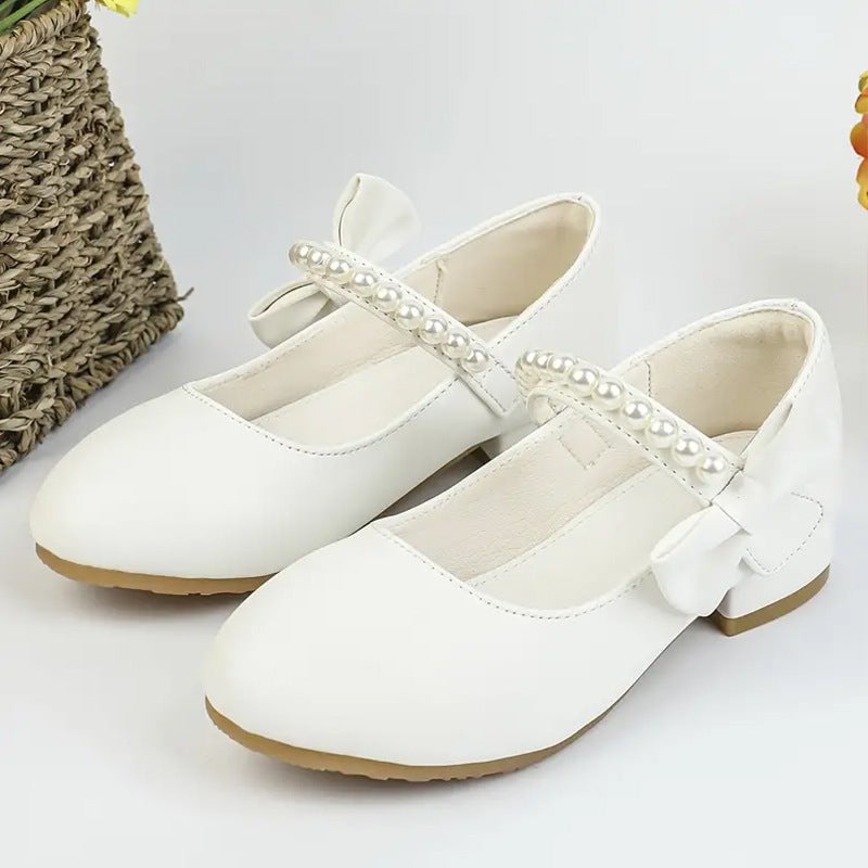 Girls Princess Shoes White Leather Shoes Fashion Elegant Dance Leather Shoes Elegant Princess Style Elegant Women'S Big Children'S Leather Shoes - Image 1