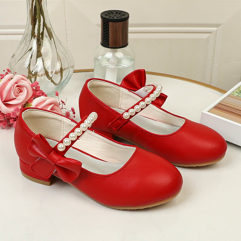 Girls Princess Shoes White Leather Shoes Fashion Elegant Dance Leather Shoes Elegant Princess Style Elegant Women'S Big Children'S Leather Shoes - Image 4