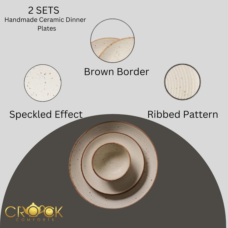 Crock Comforts Ceramic Handmade Handcrafted Stoneware Couple Goal Dinner Set-Dinner Plates(10 inch) with Serving Bowl(4inch)& Quarter Plate,(7inch)-Set of 2,Microwave & Dishwasher Safe,CGQP - Image 5