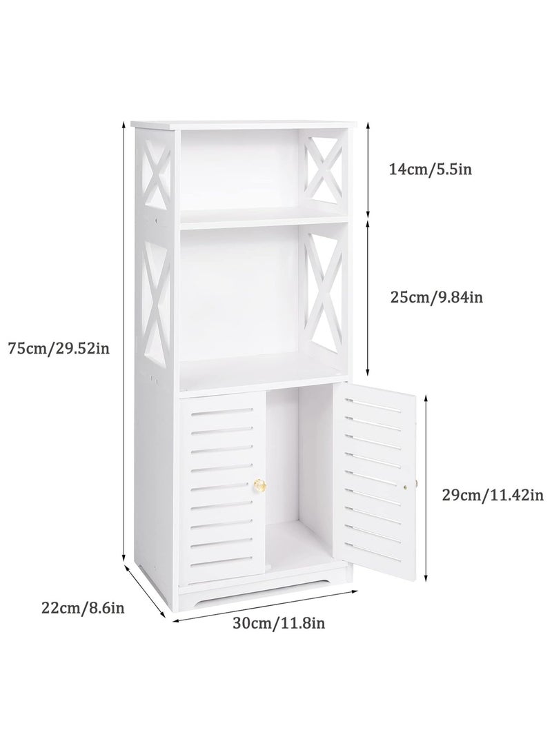 TPGP Bathroom Floor Storage Cabinet, Bathroom Storage Furniture, Home Organizer Shelf Rack, Waterproof Bathroom Cabinet, Free Standing Cabinet with Shelf, Corner Cabinet, 30 x 22 x 75 cm, White - Image 4