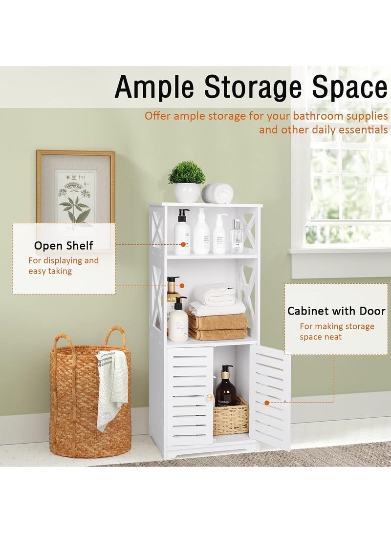 TPGP Bathroom Floor Storage Cabinet, Bathroom Storage Furniture, Home Organizer Shelf Rack, Waterproof Bathroom Cabinet, Free Standing Cabinet with Shelf, Corner Cabinet, 30 x 22 x 75 cm, White - Image 5