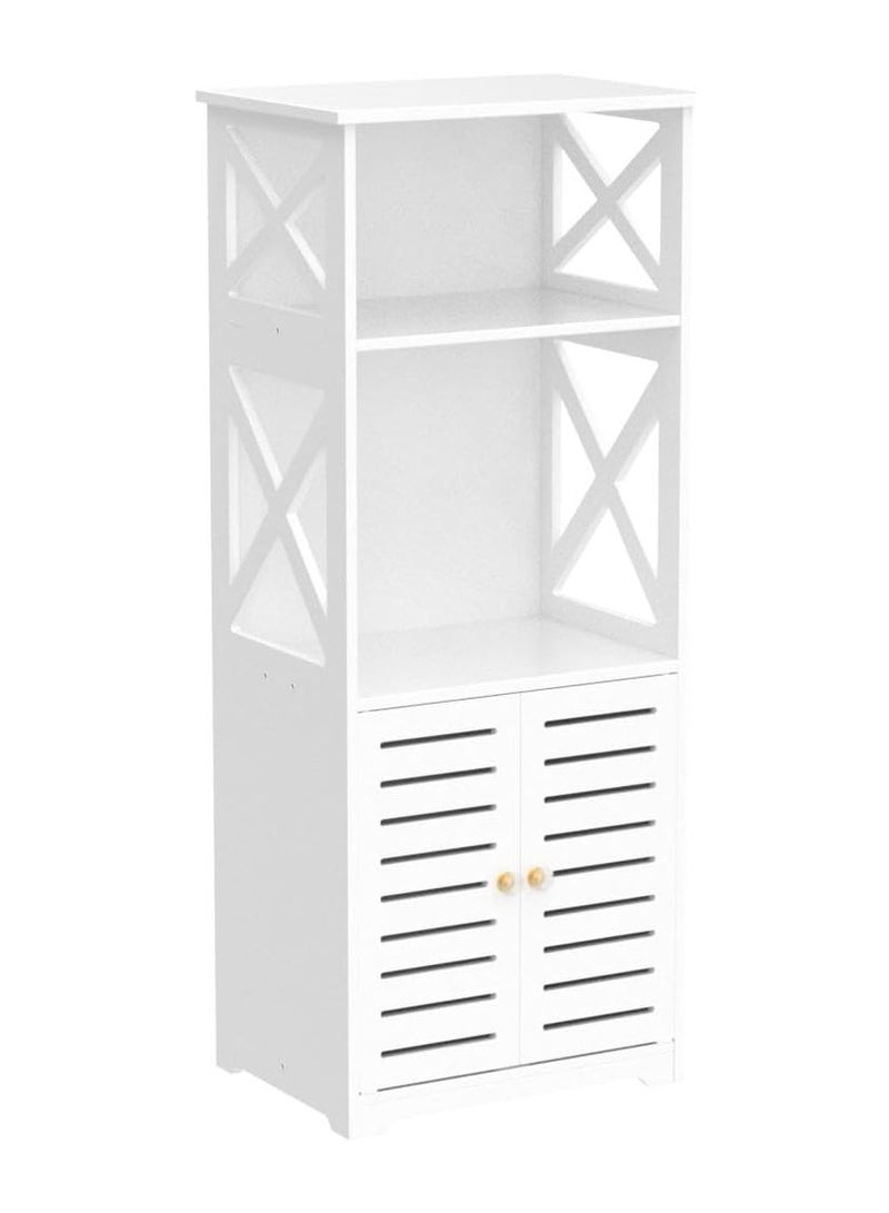 TPGP Bathroom Floor Storage Cabinet, Bathroom Storage Furniture, Home Organizer Shelf Rack, Waterproof Bathroom Cabinet, Free Standing Cabinet with Shelf, Corner Cabinet, 30 x 22 x 75 cm, White - Image 2