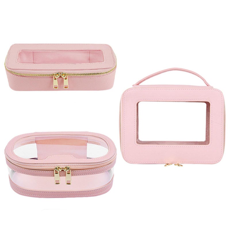 Large Capacity Blue Clear Cosmetic Bag Toiletry Makeup Brush Holder Portable Wash - Image 5