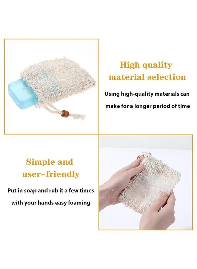 جيماتور 6 أجهزة كمبيوتر حقيبة صابون الألياف السيسال ، حقيبة صابون تقشير مع الرباط ، من أجل تقشير دش عنبر - Image 5