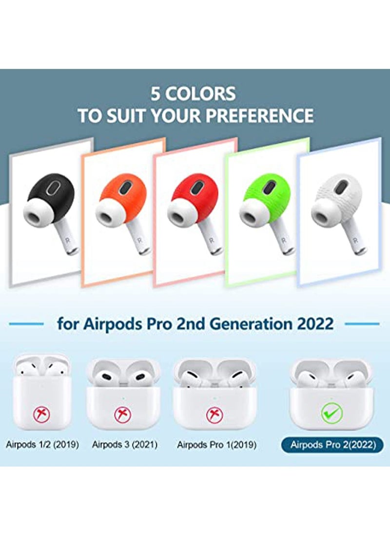 Generic - 5 Pairs for AirPods Pro 2 Ear Tips Covers [Fit in The Charging Case] Silicone Anti-Slip Ear Tips Covers Compatible with Apple AirPods Pro 2nd Generation 2022 [5 Color] - Image 1