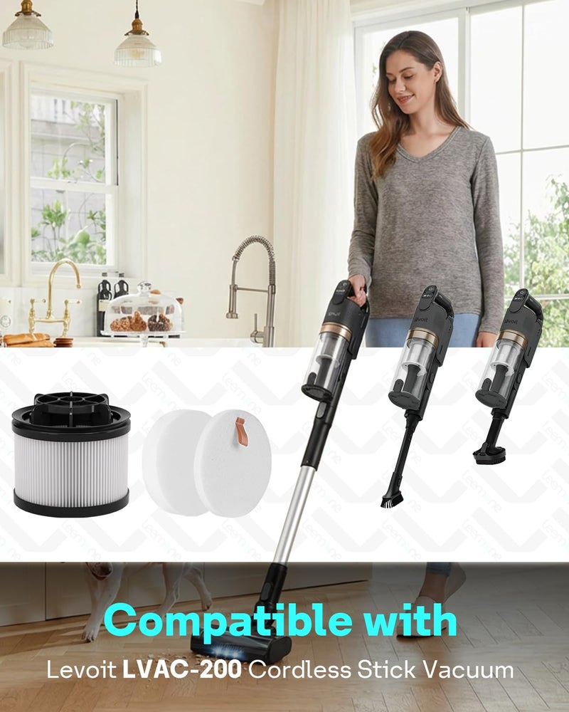 Leemone 18 PCS LVAC-200 Vacuum Filter Replacement, Compatible with Levoit LVAC-200 Cordless Stick Vacuum Cleaner (Model No. LSV-V201-WUS), 8 Pre-Motor Filters and 2 Post-Motor Filters - Image 2