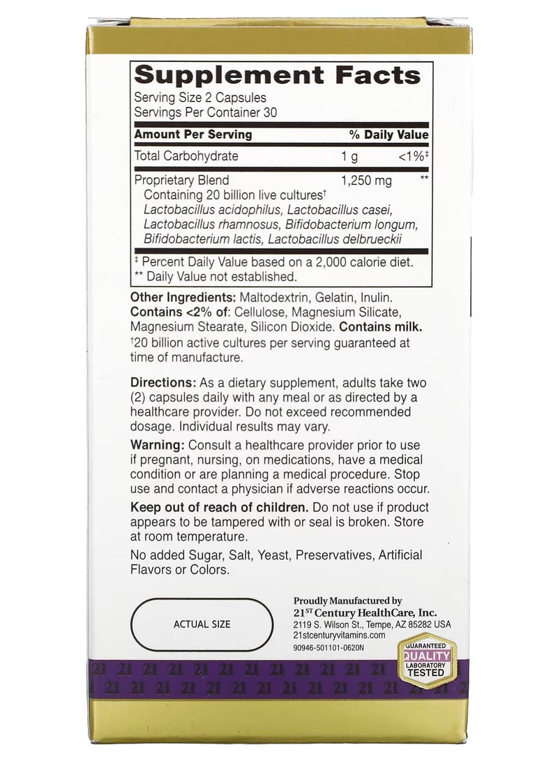 القرن الحادي والعشرون بروبيوتيك متقدم، فعالية فائقة، 60 كبسولة - Image 2