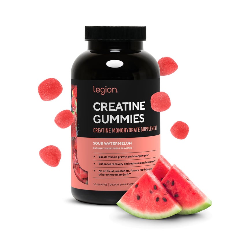 Legion Athletics Creatine Gummies Creatine Monohydrate Supplement Sour Watermelon  Naturally Sweetened & Flavored Boosts Muscle Growth and Strength Gain Enhances Recovery and Reduces Muscle Soreness No Artificial Sweeteners Flavors Food Dyes or Other Unnecessary Junk 30 Servings Dietary Supplement 150 Gummies - Image 1