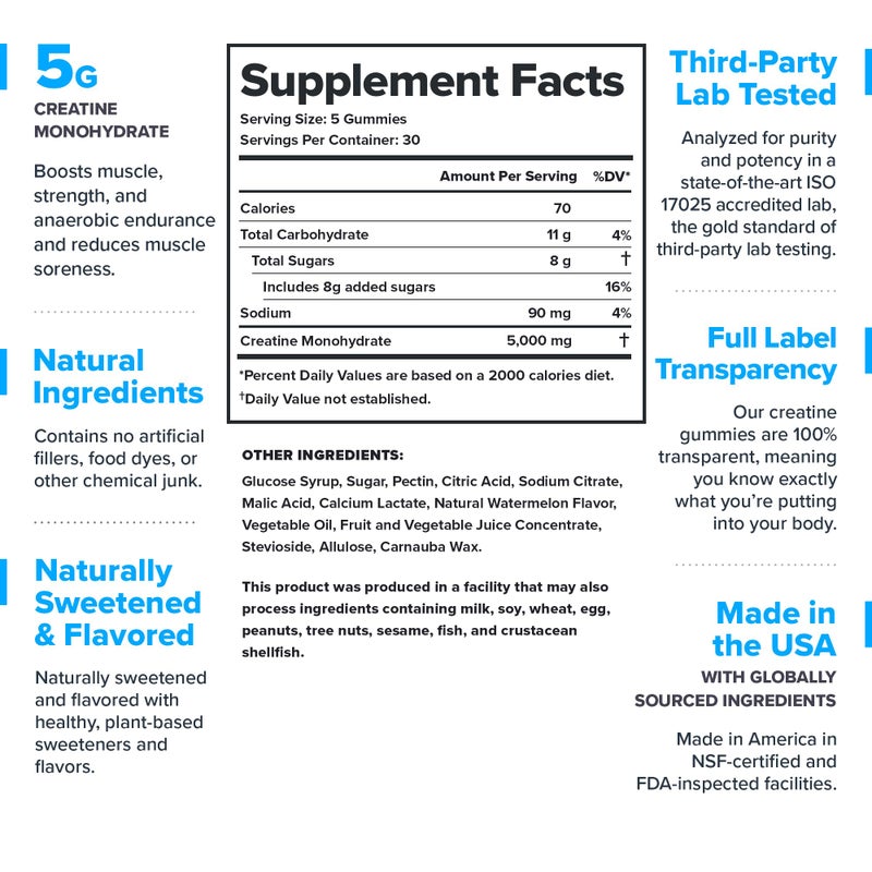 Legion Athletics Creatine Gummies Creatine Monohydrate Supplement Sour Watermelon  Naturally Sweetened & Flavored Boosts Muscle Growth and Strength Gain Enhances Recovery and Reduces Muscle Soreness No Artificial Sweeteners Flavors Food Dyes or Other Unnecessary Junk 30 Servings Dietary Supplement 150 Gummies - Image 2