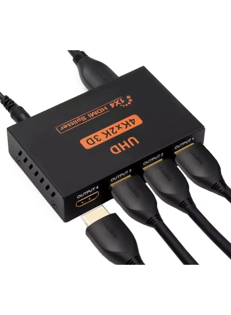 Chabeia HDMI Splitter 1 in 4 Out Full Ultra HD 4K 3D HDMI Splitter 1X4 Way Box Hub 1080P Distributor Cable for PS3/4 Fire Stick Xbox HDTV DVD Player Monitor Projectors - Image 1